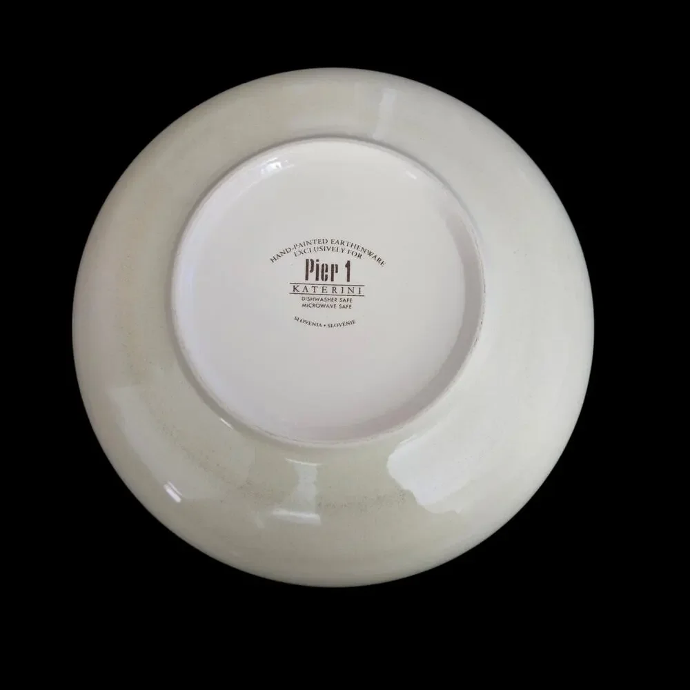 Pier 1 Katerini Hand Painted Earthenware Olive Mixing Serving Bowl Slovenia